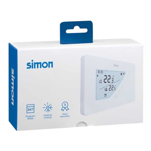 Termostato Digital con Programación Semanal, Blanco SIMON