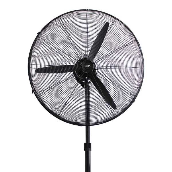 Ventilador de Pie Industrial Base Circular, Oscilante, Negro, Potencia 180 W, 64,9 dB, Aspas Ø60 cm, Altura Regulable EDM