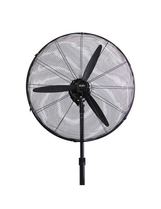 Ventilador de Pie Industrial Base Circular, Oscilante, Negro, Potencia 180 W, 64,9 dB, Aspas Ø60 cm, Altura Regulable EDM