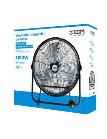 Ventilador Industrial de Suelo, con Ruedas, Negro 180 W, 59,8 dB, Aspas Ø60 x 70 cm EDM 2