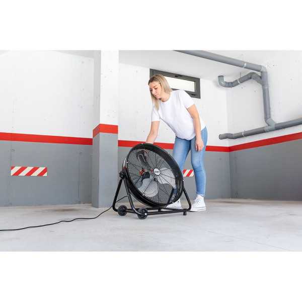 Ventilador Industrial de Suelo, con Ruedas, Negro 180 W, 59,8 dB, Aspas Ø60 x 70 cm EDM