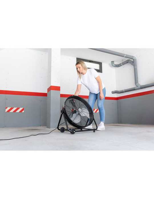 Ventilador Industrial de Suelo, con Ruedas, Negro 180 W, 59,8 dB, Aspas Ø60 x 70 cm EDM