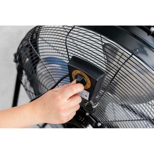 Ventilador Industrial de Suelo, con Ruedas, Negro 180 W, 59,8 dB, Aspas Ø60 x 70 cm EDM