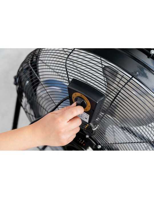Ventilador Industrial de Suelo, con Ruedas, Negro 180 W, 59,8 dB, Aspas Ø60 x 70 cm EDM