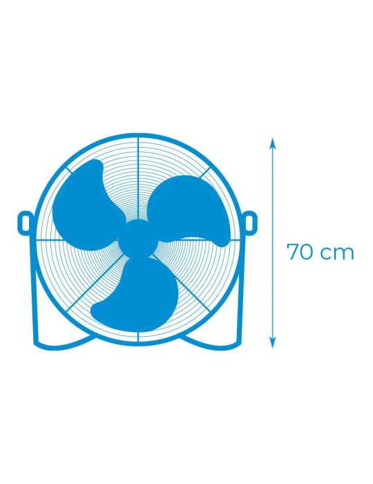 Ventilador Industrial de Suelo, con Ruedas, Negro 180 W, 59,8 dB, Aspas Ø60 x 70 cm EDM