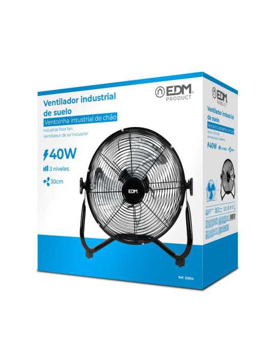 Ventilador Industrial de Suelo. Color Negro 40W, 57,7 dB, Aspas Ø30 x 41 cm EDM