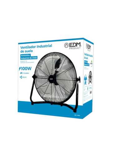 Ventilador Industrial de Suelo. Color Negro 100W, 64,7 dB, Aspas Ø45 x 54 cm EDM 2
