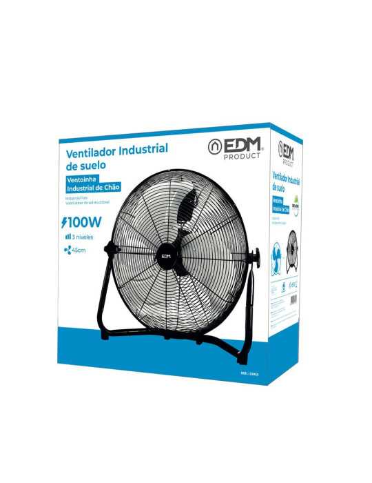 Ventilador Industrial de Suelo. Color Negro 100W, 64,7 dB, Aspas Ø45 x 54 cm EDM