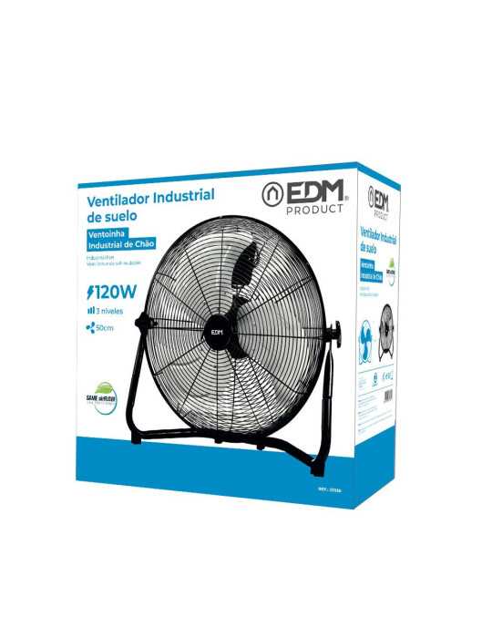 Ventilador Industrial de Suelo. Color Negro 120W, 64,9 dB, Aspas Ø50 x 58 cm EDM