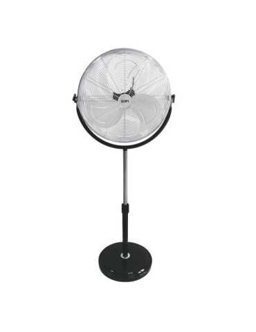 Ventilador de Pie Industrial Base Circular, Cromado/Negro, Potencia 120 W, 64,9 dB, Aspas Ø50 cm, Altura Regulable 118-148 EDM