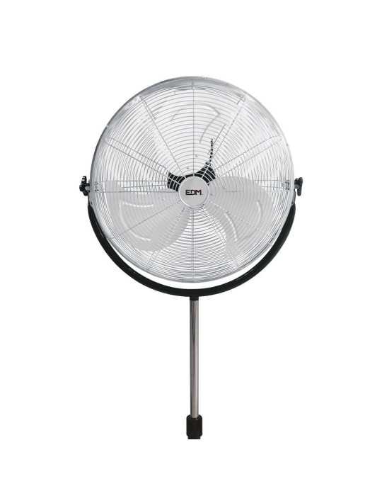 Ventilador de Pie Industrial Base Circular, Cromado/Negro, Potencia 120 W, 64,9 dB, Aspas Ø50 cm, Altura Regulable 118-148 EDM