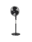 Ventilador de Pie Base Circular, Negro, Potencia 45 W, 55,6 dB, Aspas Ø40 cm, Altura Regulable 110-130 cm EDM