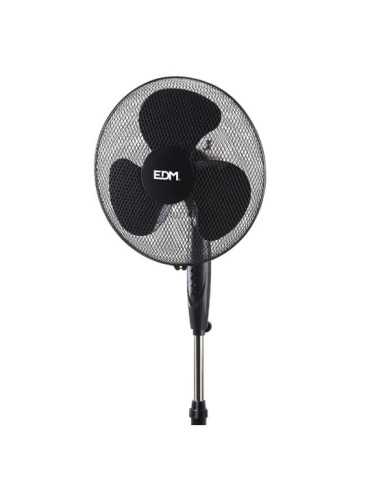 Ventilador de Pie Base Circular, Negro, Potencia 45 W, 55,6 dB, Aspas Ø40 cm, Altura Regulable 110-130 cm EDM 2
