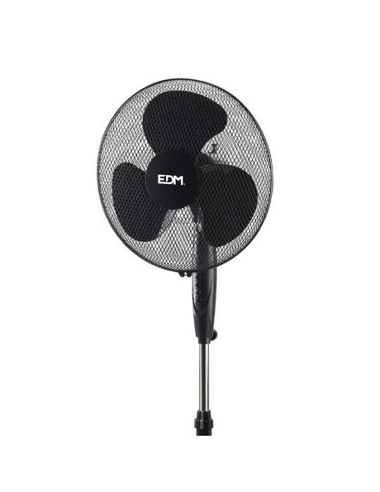 Ventilador de Pie Base Circular, Negro, Potencia 45 W, 55,6 dB, Aspas Ø40 cm, Altura Regulable 110-130 cm EDM