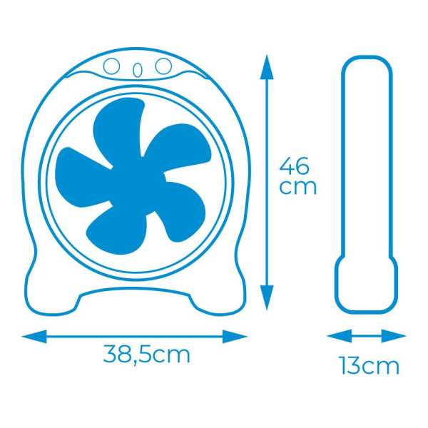 Ventilador Box Fan, Blanco/Gris, Potencia 45 W, 60dB, Aspas Ø30,5 cm 38,5 x 13 x 46 cm EDM