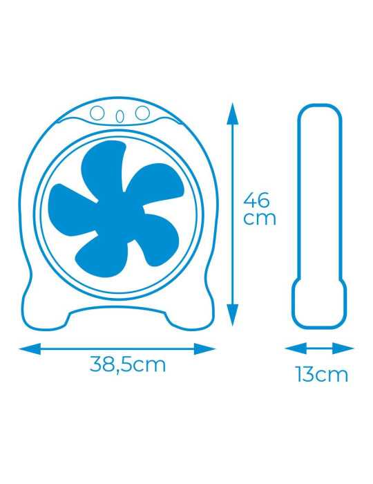 Ventilador Box Fan, Blanco/Gris, Potencia 45 W, 60dB, Aspas Ø30,5 cm 38,5 x 13 x 46 cm EDM