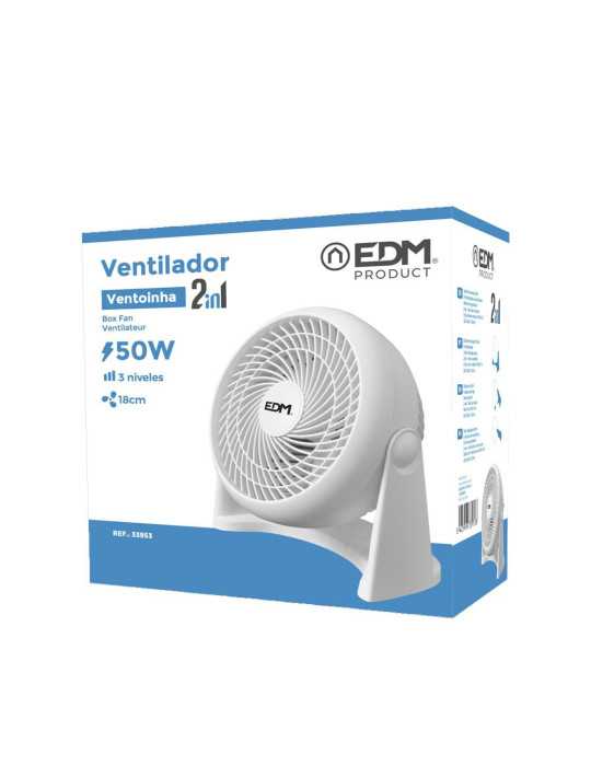 Ventilador 2 en 1 (Suelo y Pared), Blanco, Potencia 50 W, 55,65 dB, Aspas Ø18 cm 26,5 x 15,5 x 27,7 cm EDM