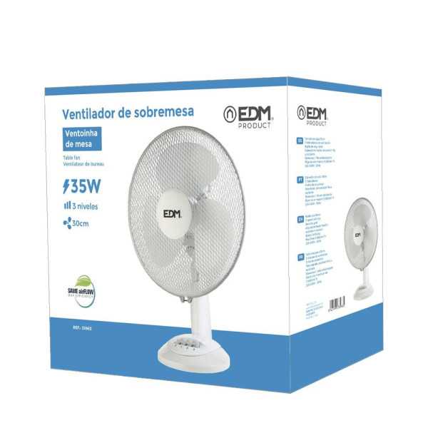 Ventilador de Sobremesa Blanco: 35W, 53,4 dB, Aspas: Ø30 x 48 cm EDM