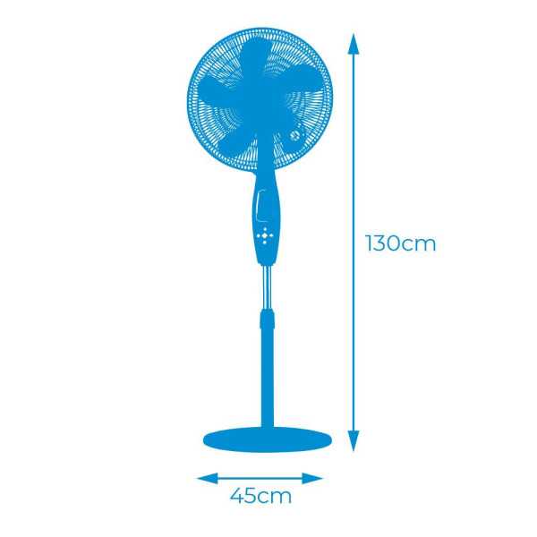 Ventilador de Pie Mando A Distancia, Negro, Potencia 60 W, 62,9 dB, Aspas Ø40 cm, Altura Regulable 110-130 cm EDM