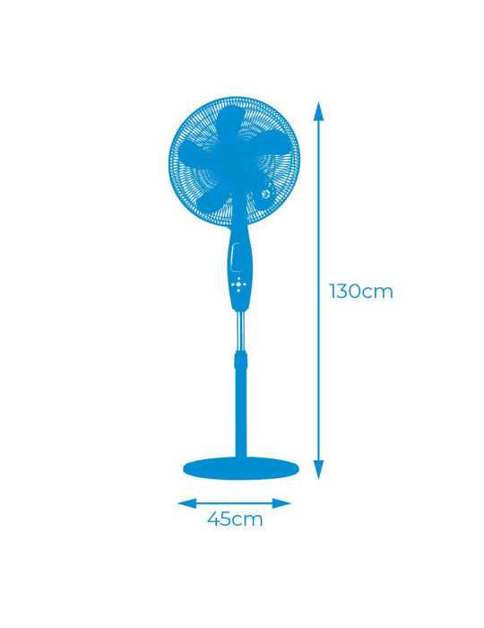 Ventilador de Pie Mando A Distancia, Negro, Potencia 60 W, 62,9 dB, Aspas Ø40 cm, Altura Regulable 110-130 cm EDM