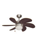 Ventilador de Techo Modelo Aral. Color Wengue/Niquel Satinado. Potencia: 50W Aspas: Ø76cm EDM