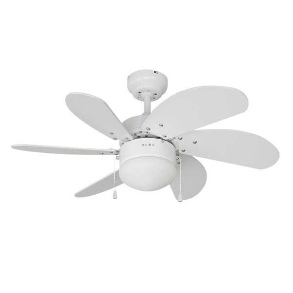 Ventilador de Techo Modelo Aral. Color Blanco. Potencia: 50 W Aspas: Ø76cm EDM