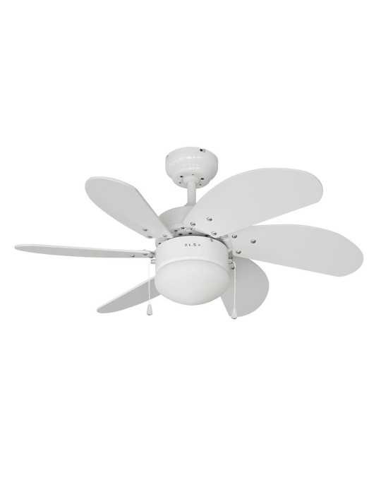 Ventilador de Techo Modelo Aral. Color Blanco. Potencia: 50 W Aspas: Ø76cm EDM