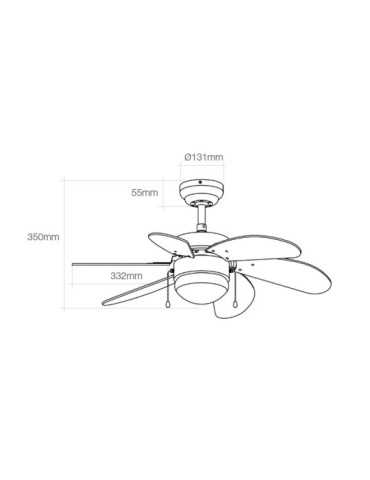 Ventilador de Techo Modelo Aral. Color Blanco. Potencia: 50 W Aspas: Ø76cm EDM 2