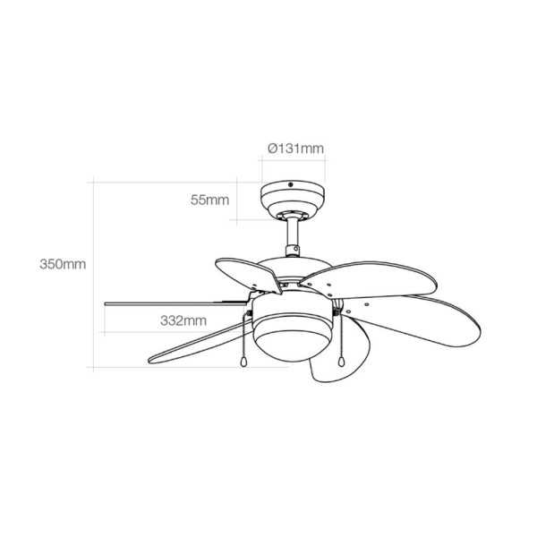 Ventilador de Techo Modelo Aral. Color Blanco. Potencia: 50 W Aspas: Ø76cm EDM