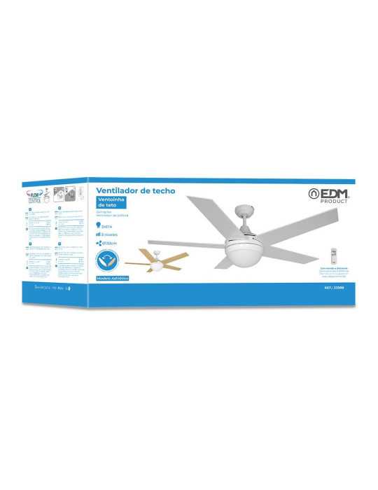 Ventilador de Techo Modelo Adriatico. Color Blanco. Potencia: 60W Aspas: Ø132cm con Mando A Distancia EDM