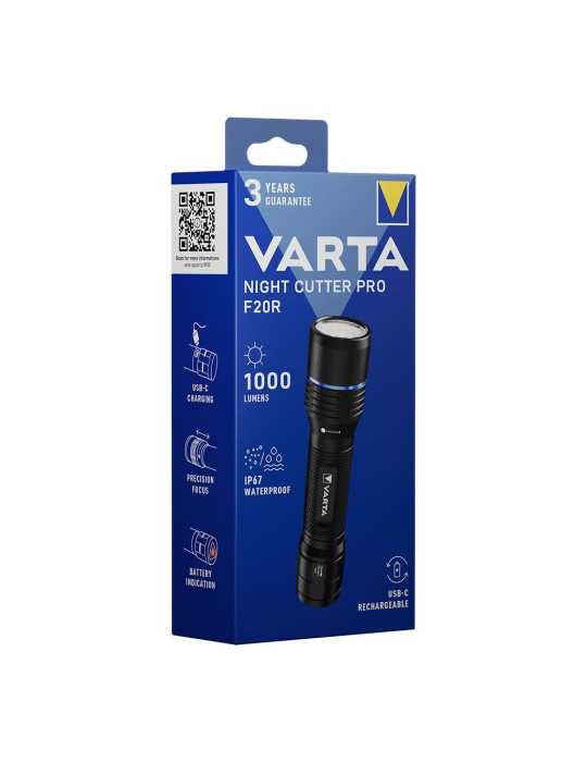 Linterna Táctica Night Cutter Pro F20R Recargable 1000 lm IP67 + Cordón y Riñonera VARTA