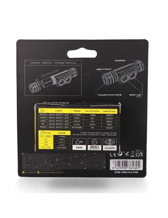 Linterna LED Frontal Thunder Track 3000 lm, Recargable EDM