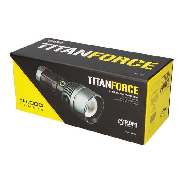 Linterna LED Táctica Titanforce Recargable 14.000 lm 6500 K 150 W IP44 + Cordón EDM