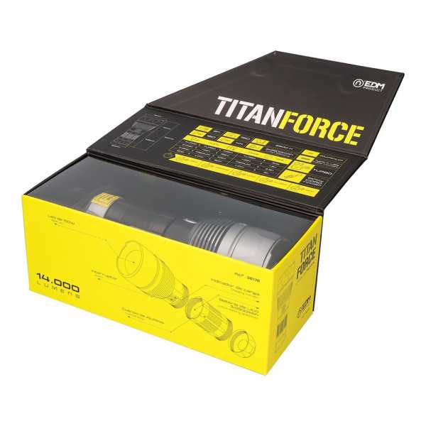 Linterna LED Táctica Titanforce Recargable 14.000 lm 6500 K 150 W IP44 + Cordón EDM