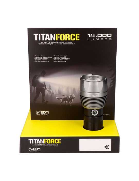 Linterna LED Táctica Titanforce Recargable 14.000 lm 6500 K 150 W IP44 + Cordón EDM