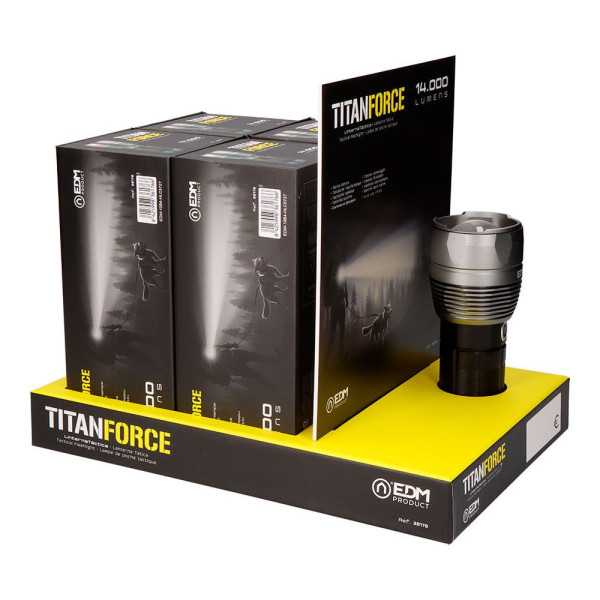 Linterna LED Táctica Titanforce Recargable 14.000 lm 6500 K 150 W IP44 + Cordón EDM