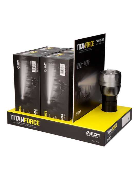 Linterna LED Táctica Titanforce Recargable 14.000 lm 6500 K 150 W IP44 + Cordón EDM
