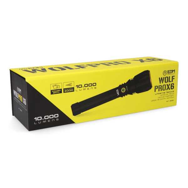 Linterna LED Táctica Largo Alcance, Wolfpro X6, 10000 Im EDM