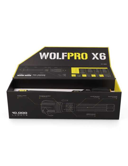 Linterna LED Táctica Largo Alcance, Wolfpro X6, 10000 Im EDM