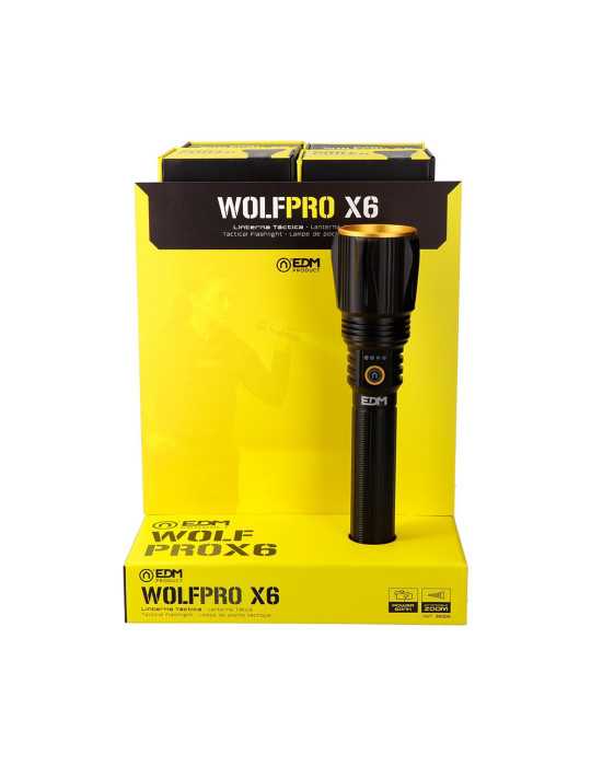 Linterna LED Táctica Largo Alcance, Wolfpro X6, 10000 Im EDM
