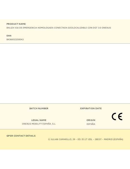 Baliza V16 de Emergencia Homologada Conectada Geolocalizable con Dgt 3.0 ONEXUS