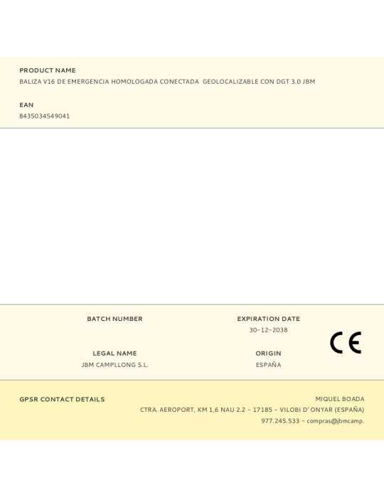 Baliza V16 de Emergencia Homologada Conectada Geolocalizable con Dgt 3.0 JBM