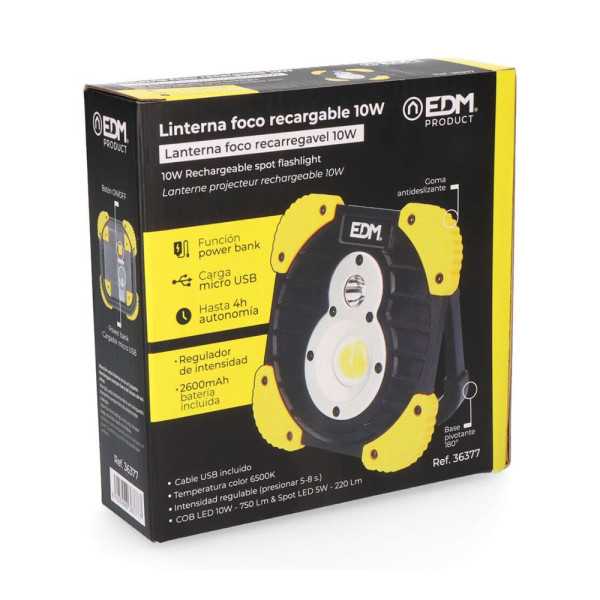 Foco Linterna Recargable Titan Work T3 10 W Funcion Power Bank EDM