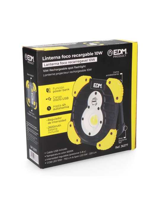 Foco Linterna Recargable Titan Work T3 10 W Funcion Power Bank EDM