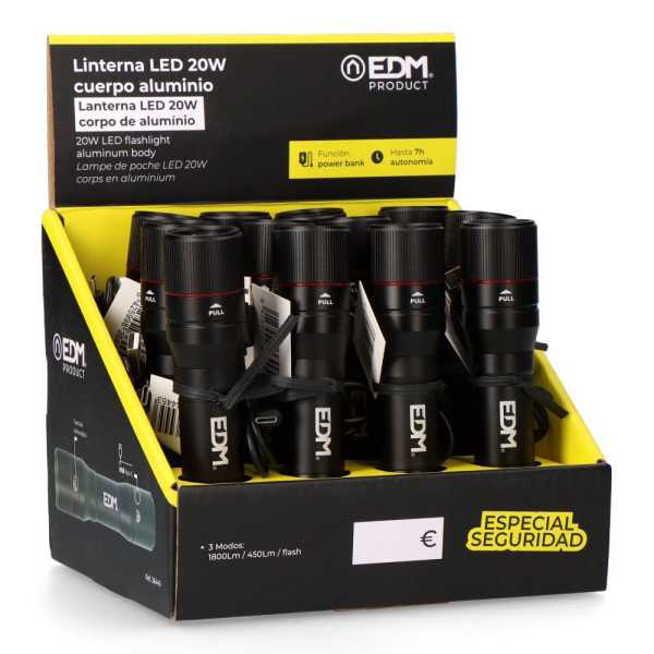 Linterna de 1 LED Wild Force KV2, 20 W, 1800 lm, Cuerpo Aluminio, Recargable, Power Bank EDM