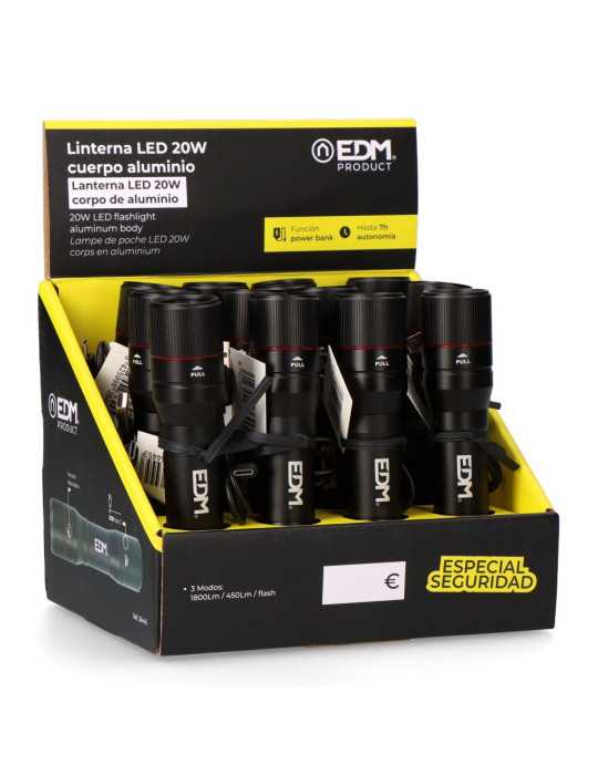 Linterna de 1 LED Wild Force KV2, 20 W, 1800 lm, Cuerpo Aluminio, Recargable, Power Bank EDM
