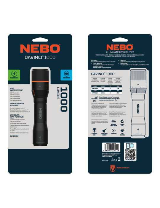 Linterna Davinci 1000. Recargable NEBO
