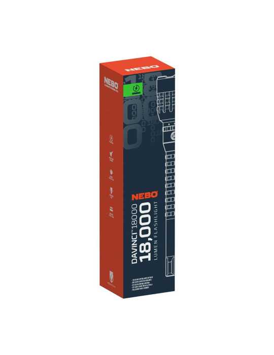 Linterna Davinci 18000. Recargable. Bateria 26650 8 V NEBO