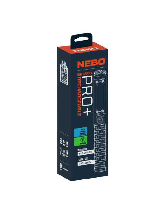 Linterna Big Larry Pro+. Lámpara+cob Recagable, por la Compra de 6 Unidades un Expositor de Regalo NEBO