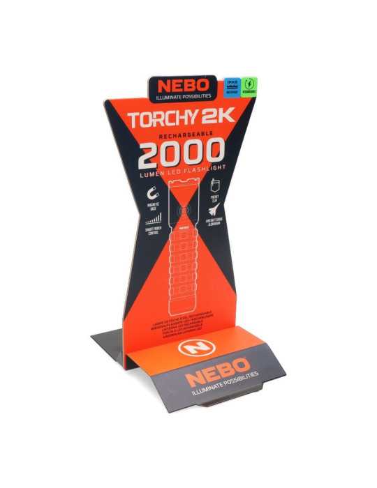 Linterna Torchy 2K. Compacta Recargable, por la Compra de 6 Unidades un Expositor de Regalo NEBO